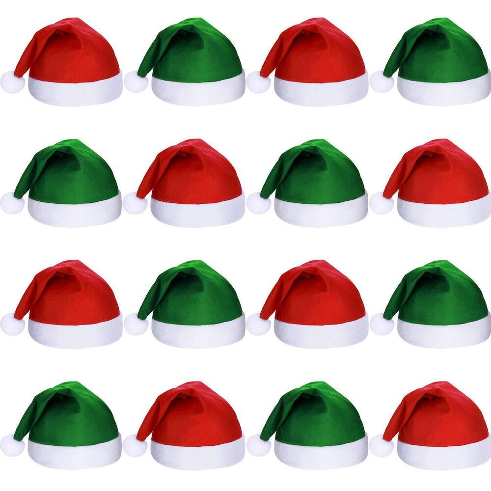 6234 16 Pieces Christmas Hat Bulk Santa Claus Xmas Santa Non Woven Fabric